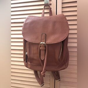 Faux Leather Brown Backpack Purse
